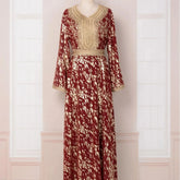 Abaya Kaftan Caftan For Women Evening Dress Muslim Dubai Arab Women's New High End Fabric Hot Stamped Long Slept Dress Abaya Red